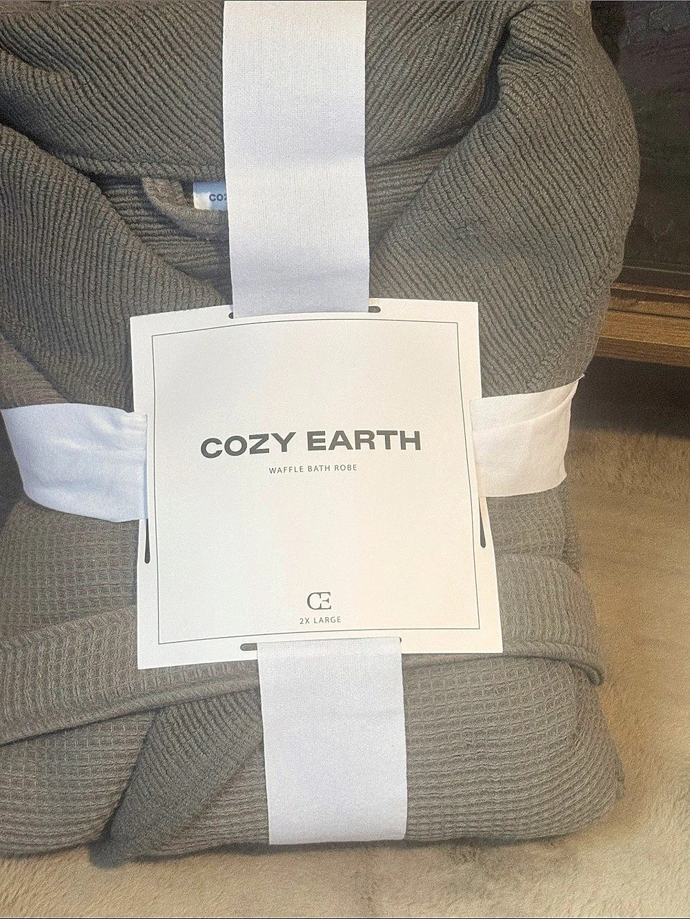Cozy Earth Waffle Bath Robe Gray XXL